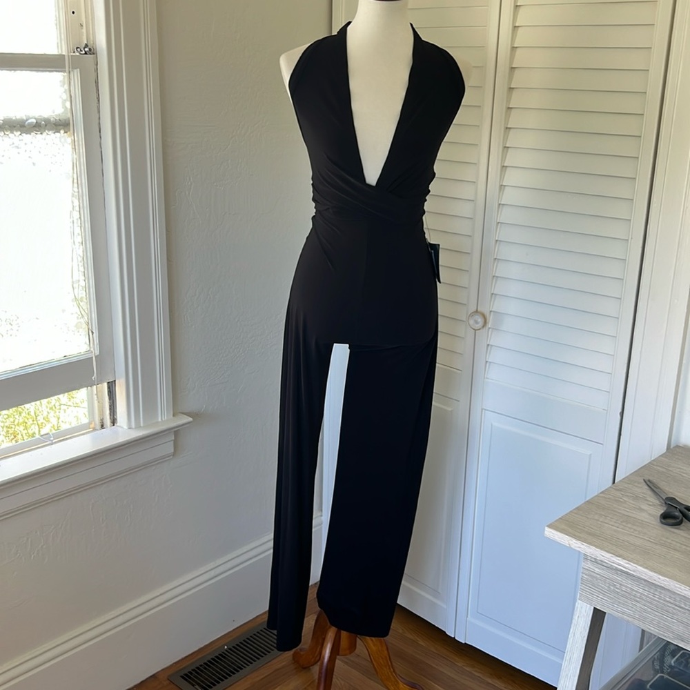 Norma Kamali Halter Wrap Straight Leg Jumpsuit *NWT*